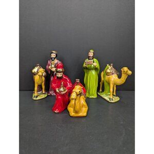Vintage Nativity Scene Replacement Pieces Three Wise Men With Three Camels